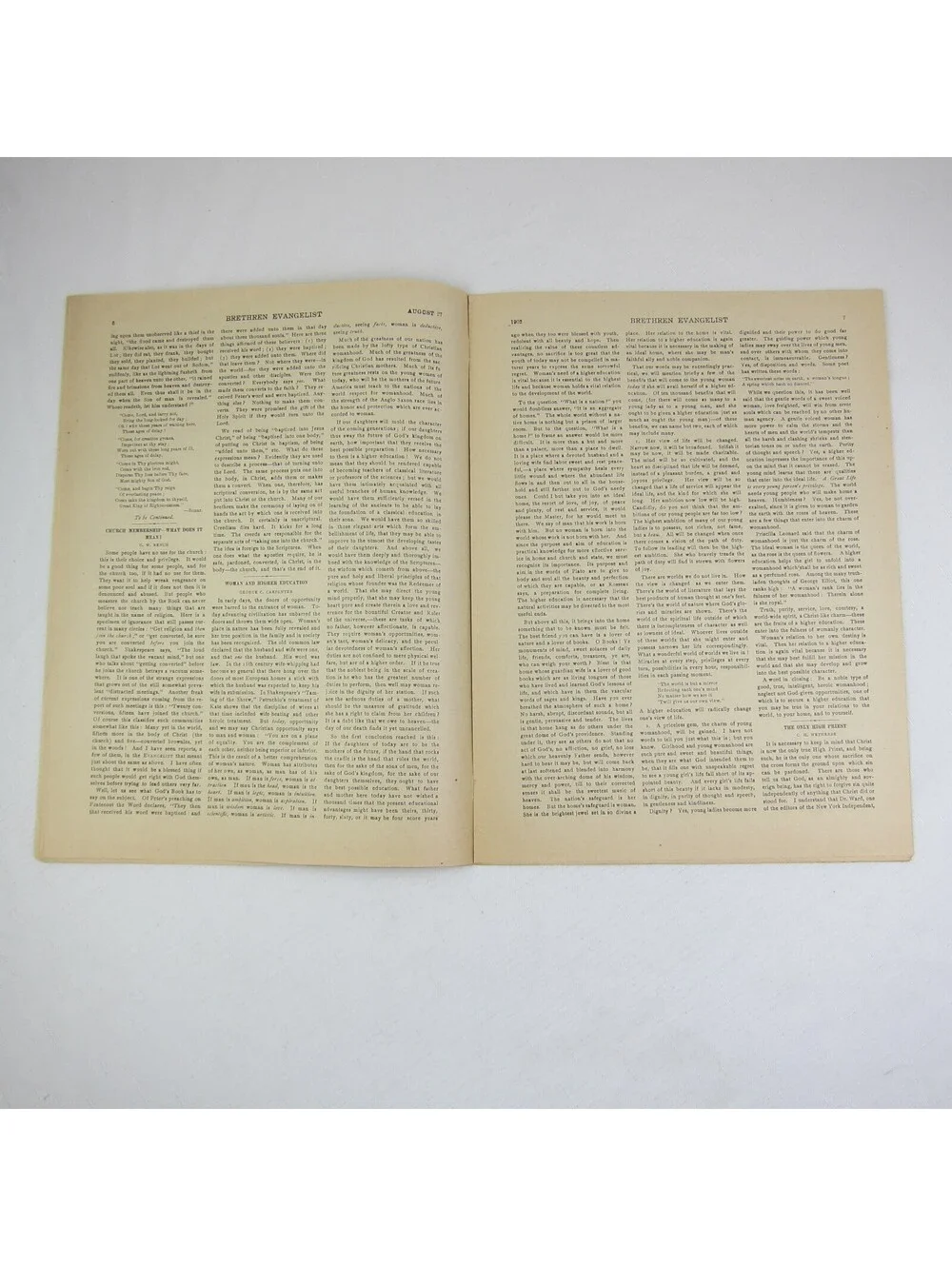 Brethren Evangelist Christian Newspaper Ashland Ohio Antique August 27th 1902